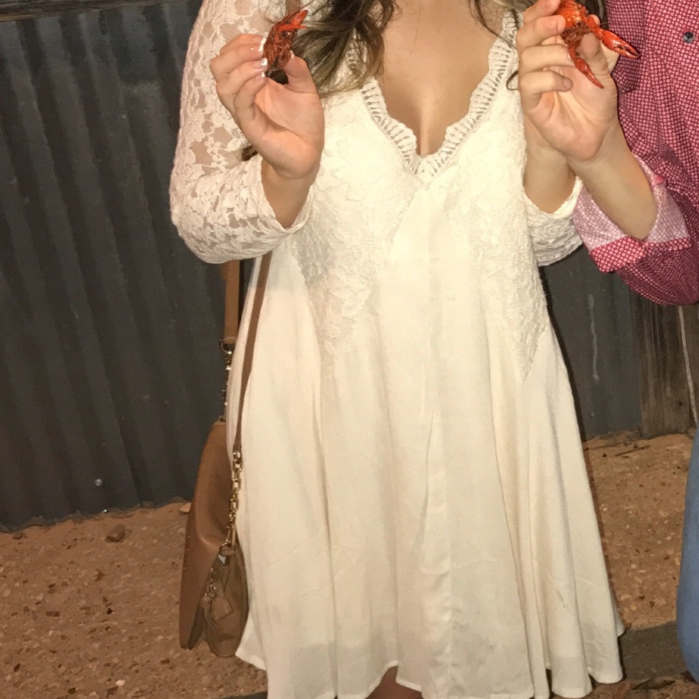 Cream long sleeve dress